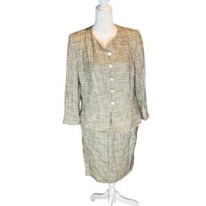 Giorgio Armani Collezioni 1990s vintage linen skirt suit size 10